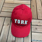 York University Graphic Hat | Metal Clasp | Vintage 2000s Canadian University Red Cap |