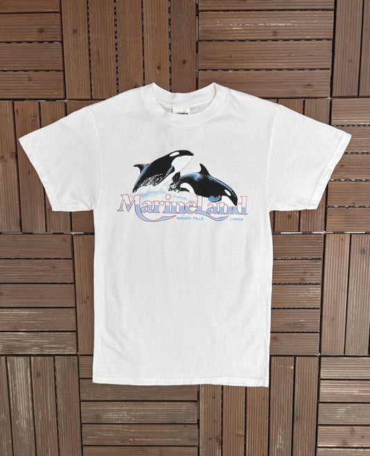 Marineland Niagara Falls Graphic Tee | Size Small | Vintage 2000s Promotional White T-Shirt |