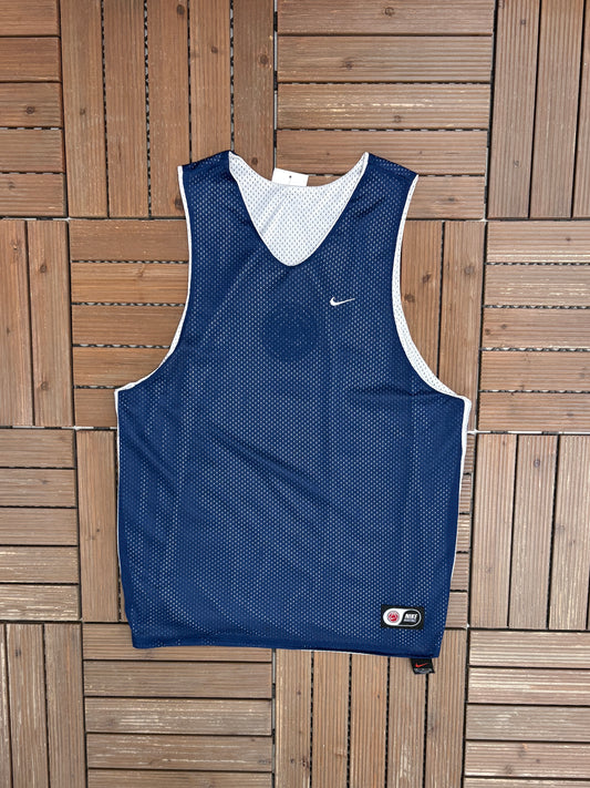 Nike Basketball Reversible Basketball Jersey | Size Medium | Vintage 2000s Blue & White Tank Top Jersey |