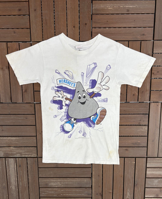 Hershey's Kisses Breakthrough Graphic Tee | Size Small | Vintage 1990s Candy White Promotional T-Shirt |