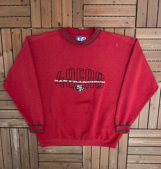 San Francisco 49ers Graphic Crewneck | Size X-Large | Vintage 1990s NFL Football Red Sweater |