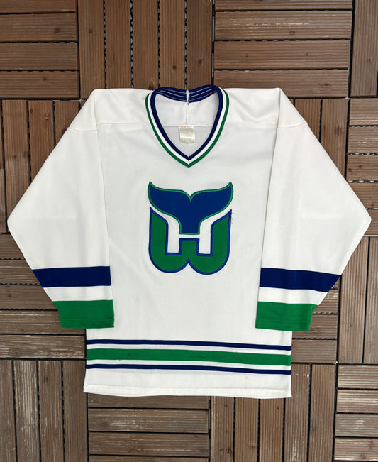 Hartford Whalers Hockey Jersey | Size Small | Vintage 1990s NHL Hockey White Jersey |