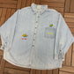One Fish, Two Fish, Red Fish, Blue Fish Denim Jacket | Size XX-Large | Vintage 1990s Promotional Blue Jean Jacket |