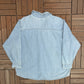 One Fish, Two Fish, Red Fish, Blue Fish Denim Jacket | Size XX-Large | Vintage 1990s Promotional Blue Jean Jacket |