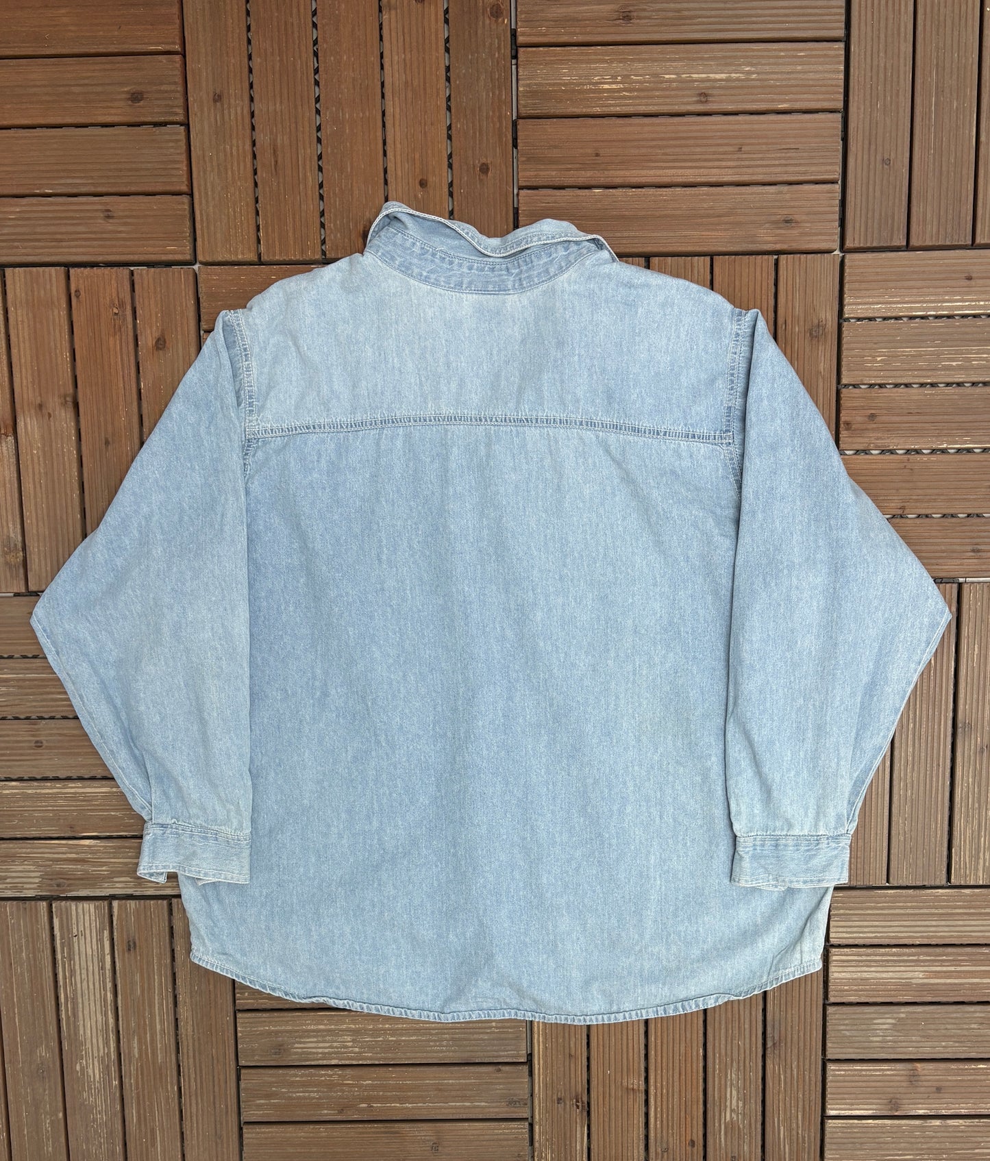 One Fish, Two Fish, Red Fish, Blue Fish Denim Jacket | Size XX-Large | Vintage 1990s Promotional Blue Jean Jacket |