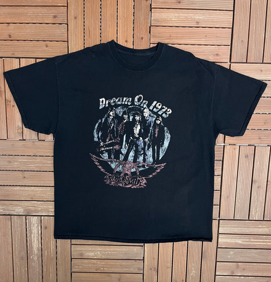 Aerosmith Dream On 1973 Graphic Tee | Size X-Large | Vintage 2000s Rock Band Black T-Shirt |