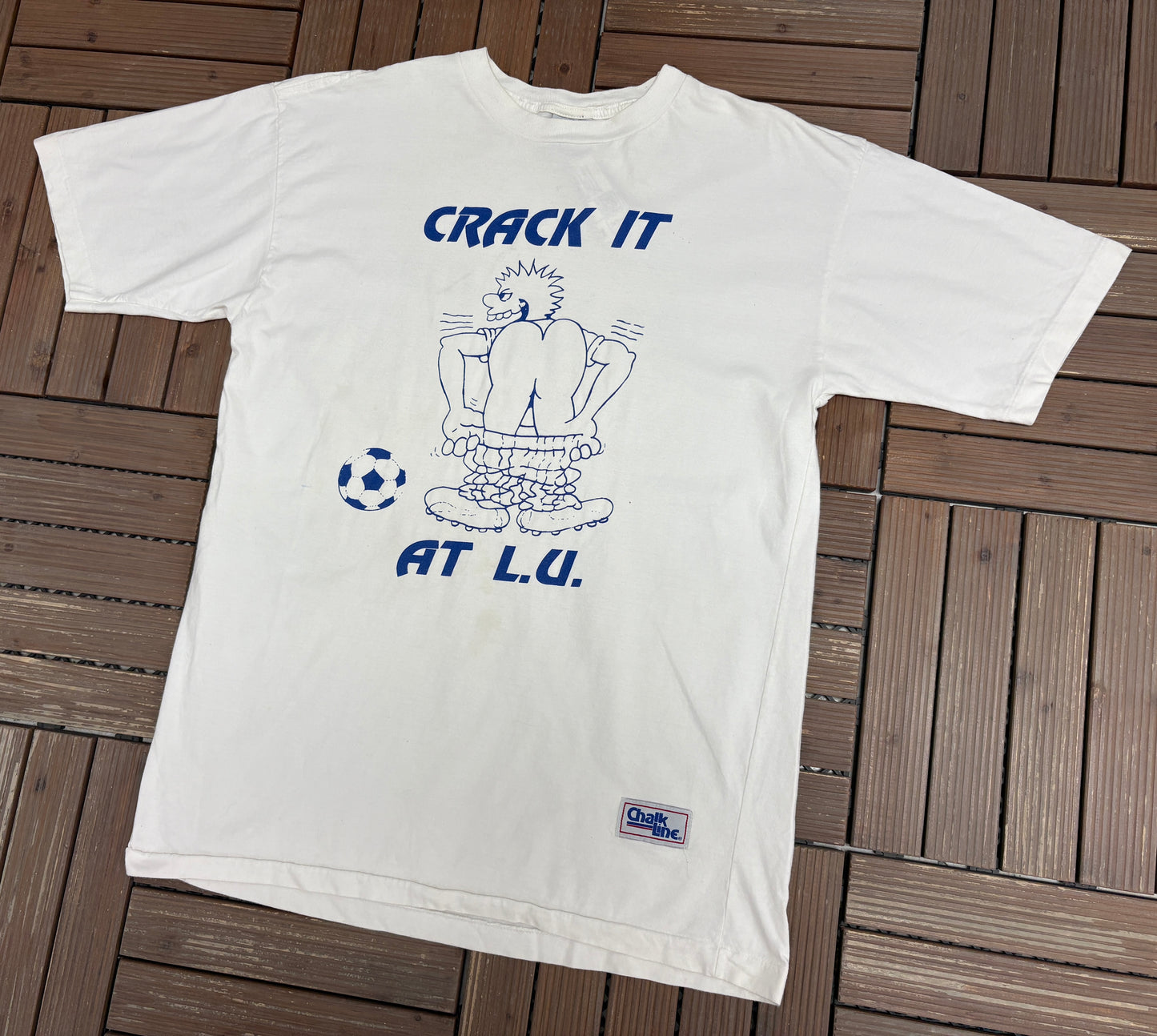 Crack It At Laurentian University Graphic Tee | Size X-Large | Vintage 1990s College White T-Shirt |