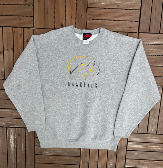 Iowa Hawkeyes Graphic Crewneck | Size XX-Large | Vintage 1990s College Sports Grey Sweater |