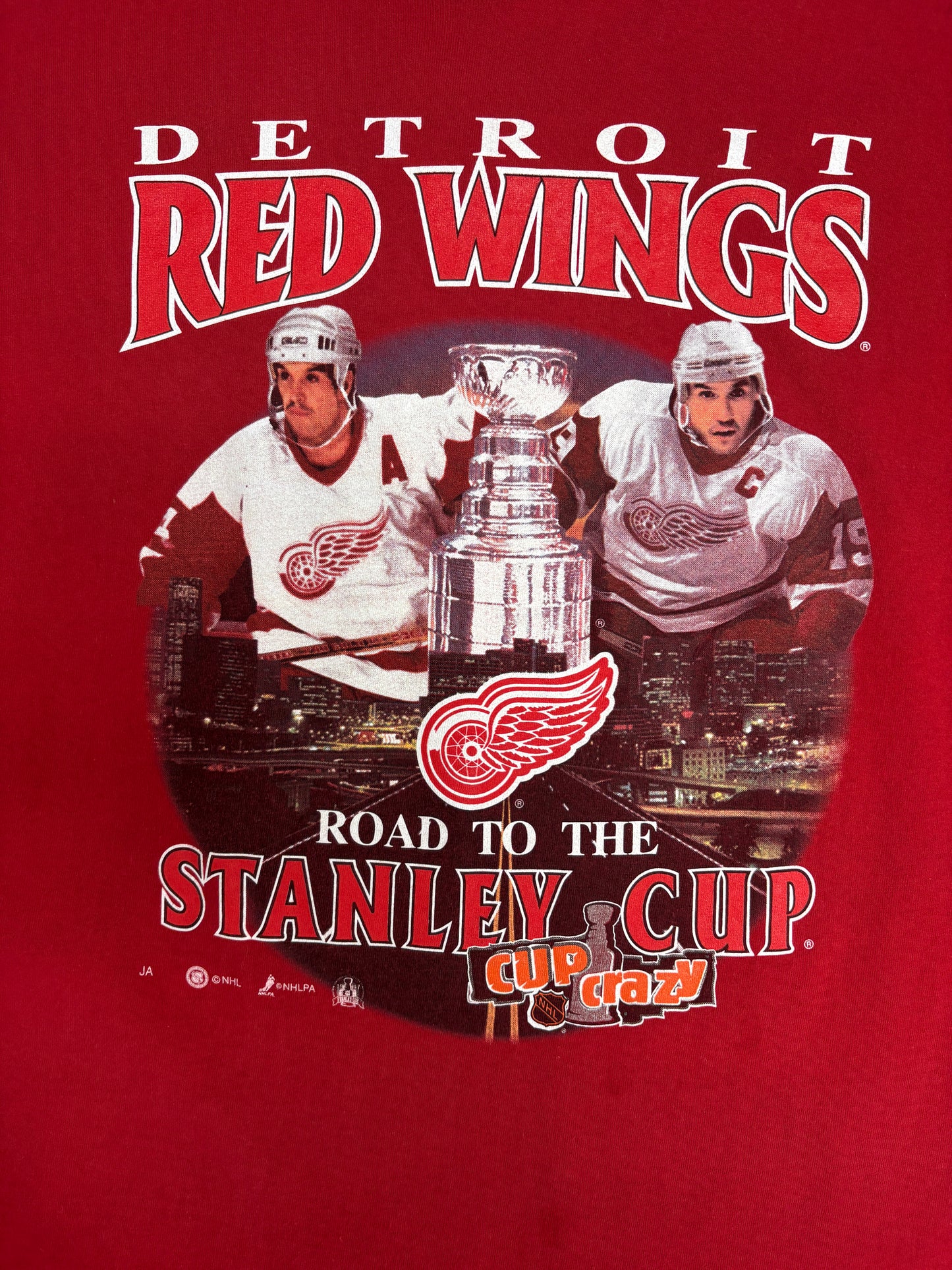 Detroit Red Wings Road To The Stanley Cup Graphic Tee | Size X-Large | Vintage 1990s NHL Hockey Red T-Shirt |