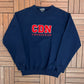 CDN Crossings Felt Stitched Graphic Crewneck | Size Large | Vintage 1990s Promotional Blue Sweatshirt |