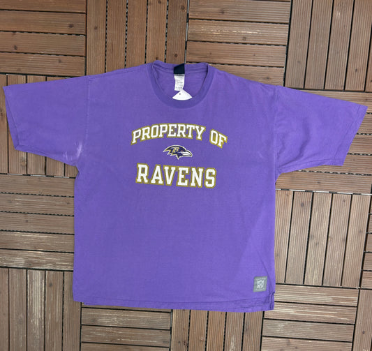 Property Of Baltimore Ravens Graphic Tee | Size X-Large | Vintage 2000s NFL Football Purple T-Shirt |