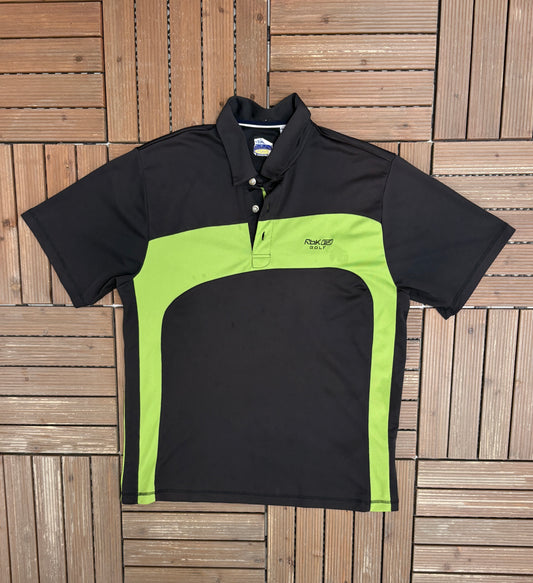 Reebok Golf Embroidered Graphic Tee | Size Medium | Vintage 2000s Branded Black Golf T-Shirt |