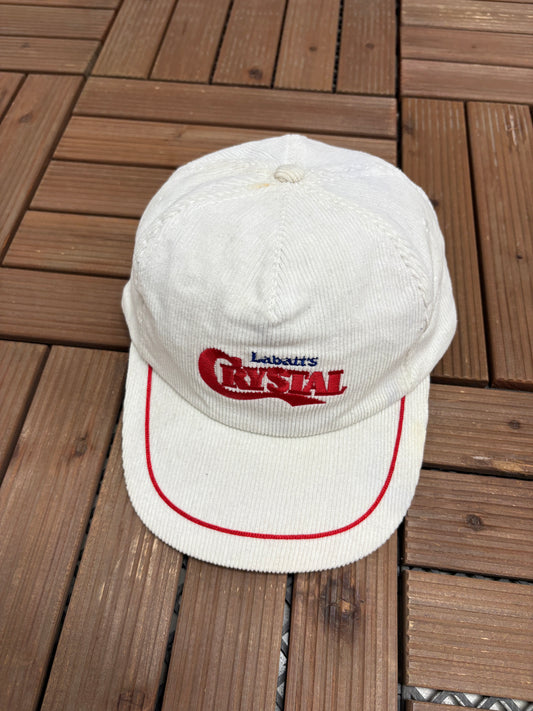 Labatt's Crystal Beer Corduroy Hat | Snap Back | Vintage 1990s Promotional Cord White Cap |