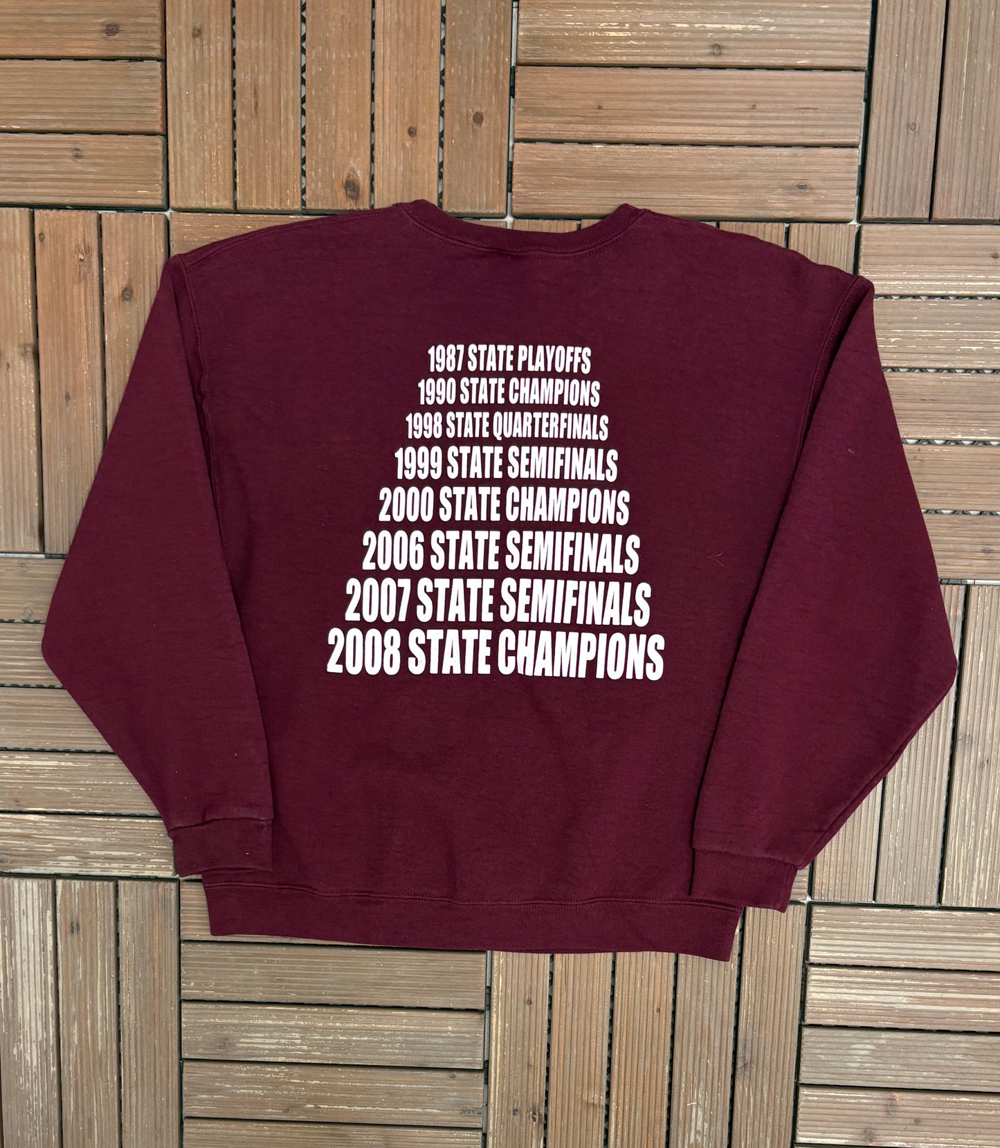 Southern Cal Mustangs 2008 Iowa Class A State Champions Graphic Crewneck | Size Medium | Vintage 2000s Red Sweater |