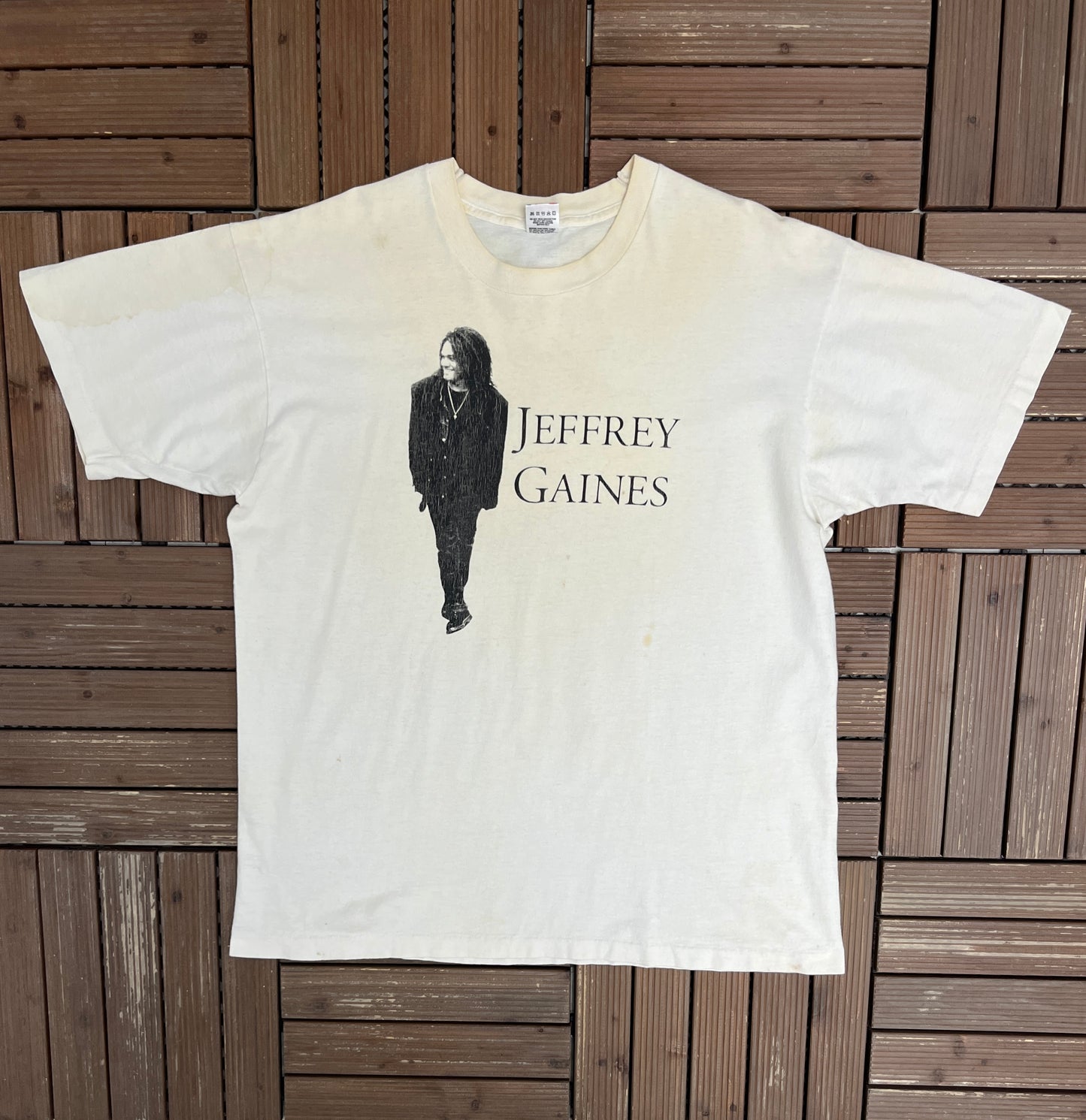 Jeffrey Gaines Graphic Tee | Size X-Large | Vintage 1980s Rock Music White T-Shirt |