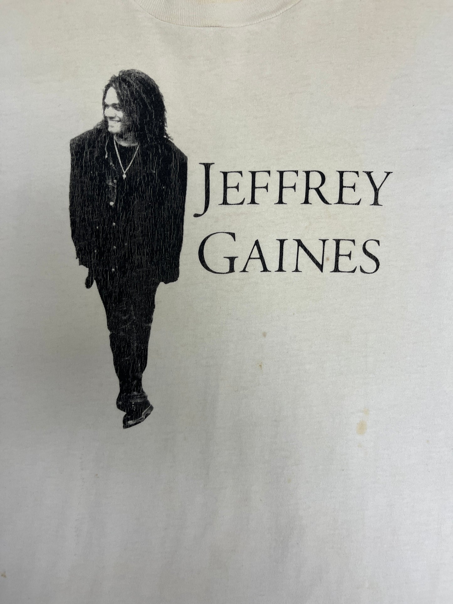 Jeffrey Gaines Graphic Tee | Size X-Large | Vintage 1980s Rock Music White T-Shirt |