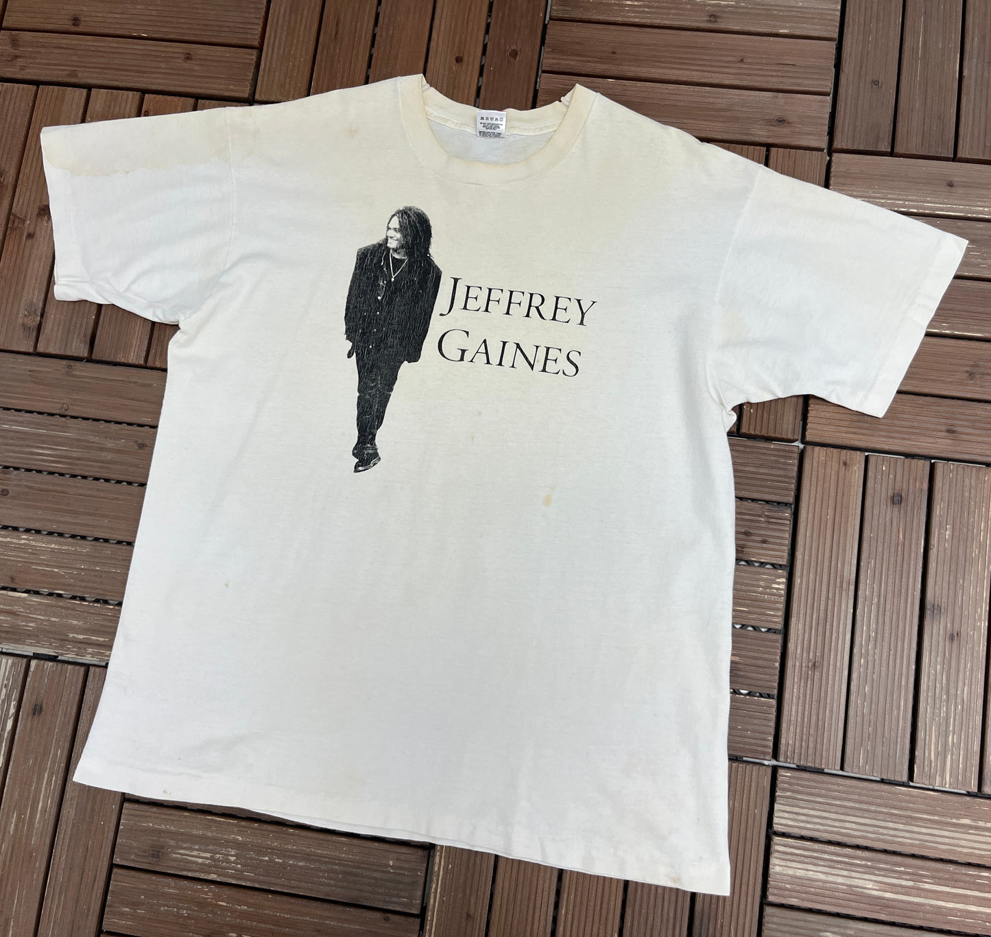 Jeffrey Gaines Graphic Tee | Size X-Large | Vintage 1980s Rock Music White T-Shirt |