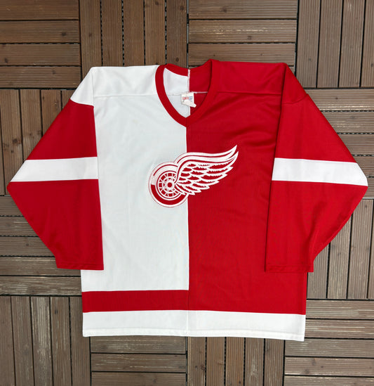 Detroit Red Wings Hockey Jersey | Size X-Large | Vintage 1990s NHL Hockey Half & Half Jersey |