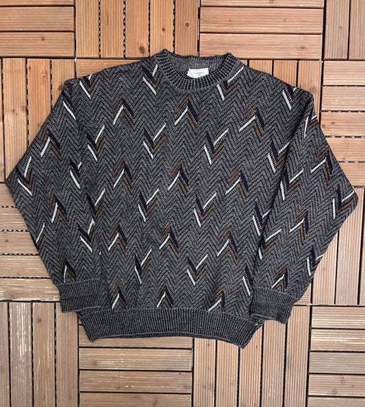 Avanxata by Harry Rosen Knit Crewneck | Size Medium | Vintage 1990s Branded Grey Knit Sweater |