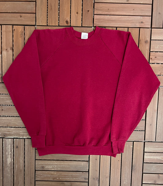 Red Fruit Of The Loom Graphic Crewneck | Size X-Large | Vintage 1980s Made in Canada Blank Red Sweater |