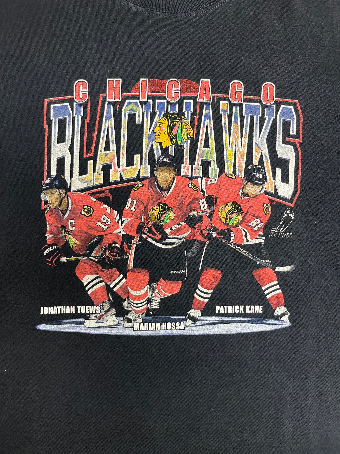 Chicago Blackhawks Graphic Tee | Size X-Large | Vintage 2000s NHL Hockey Black T-Shirt |