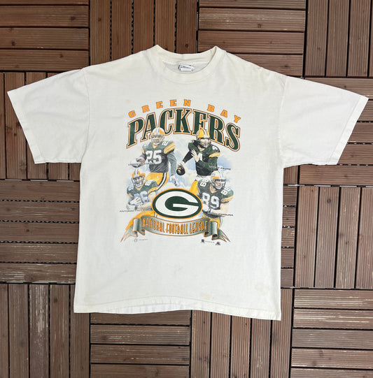 Green Bay Packers 1999 Graphic Tee | Size X-Large | Vintage 1990s NFL Football White T-Shirt |