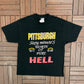 Pittsburgh Steelers Sixty Minutes of Pure Hell Graphic Tee | Size X-Large | Vintage 1990s NFL Football Black T-Shirt |