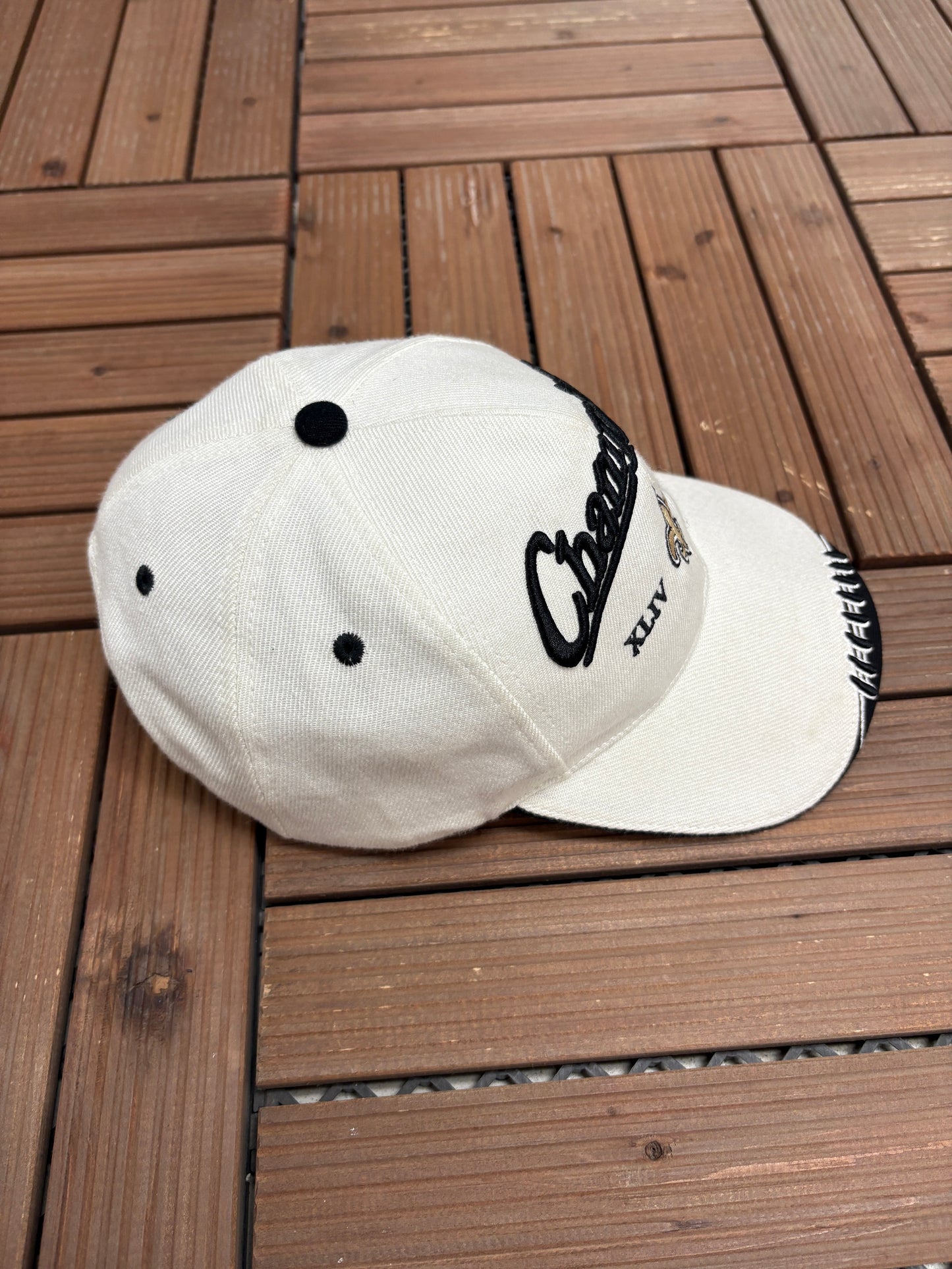 New Orleans Saints Super Bowl XLIV Champions Hat | Strap Back | Vintage 2000s NFL Football White Cap |