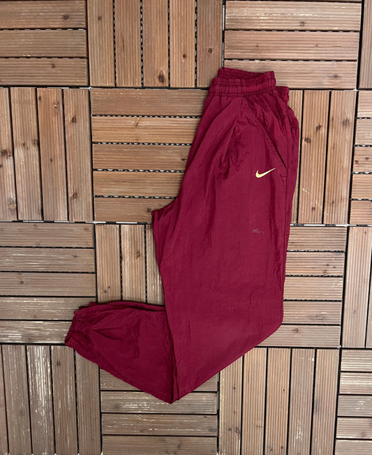 Nike Embroidered Graphic Track Pants | Size Small | Vintage 1990s Nike Branded Red Trackpants |