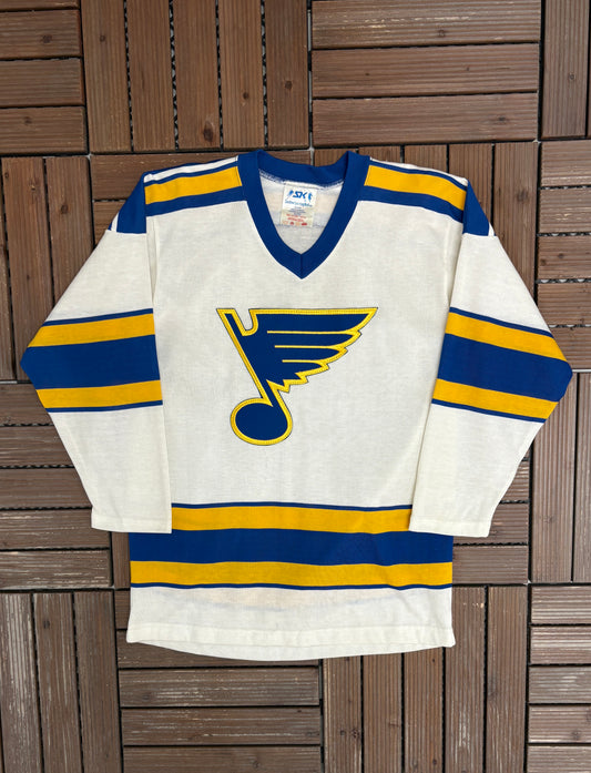 St. Louis Blues Hockey Jersey | Size X-Large | Vintage 1980s NHL Hockey White Jersey |