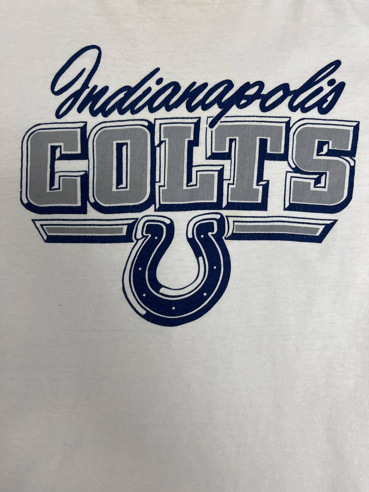 Indianapolis Colts Graphic Tee | Size Medium | Vintage 1980s NFL Football White T-Shirt