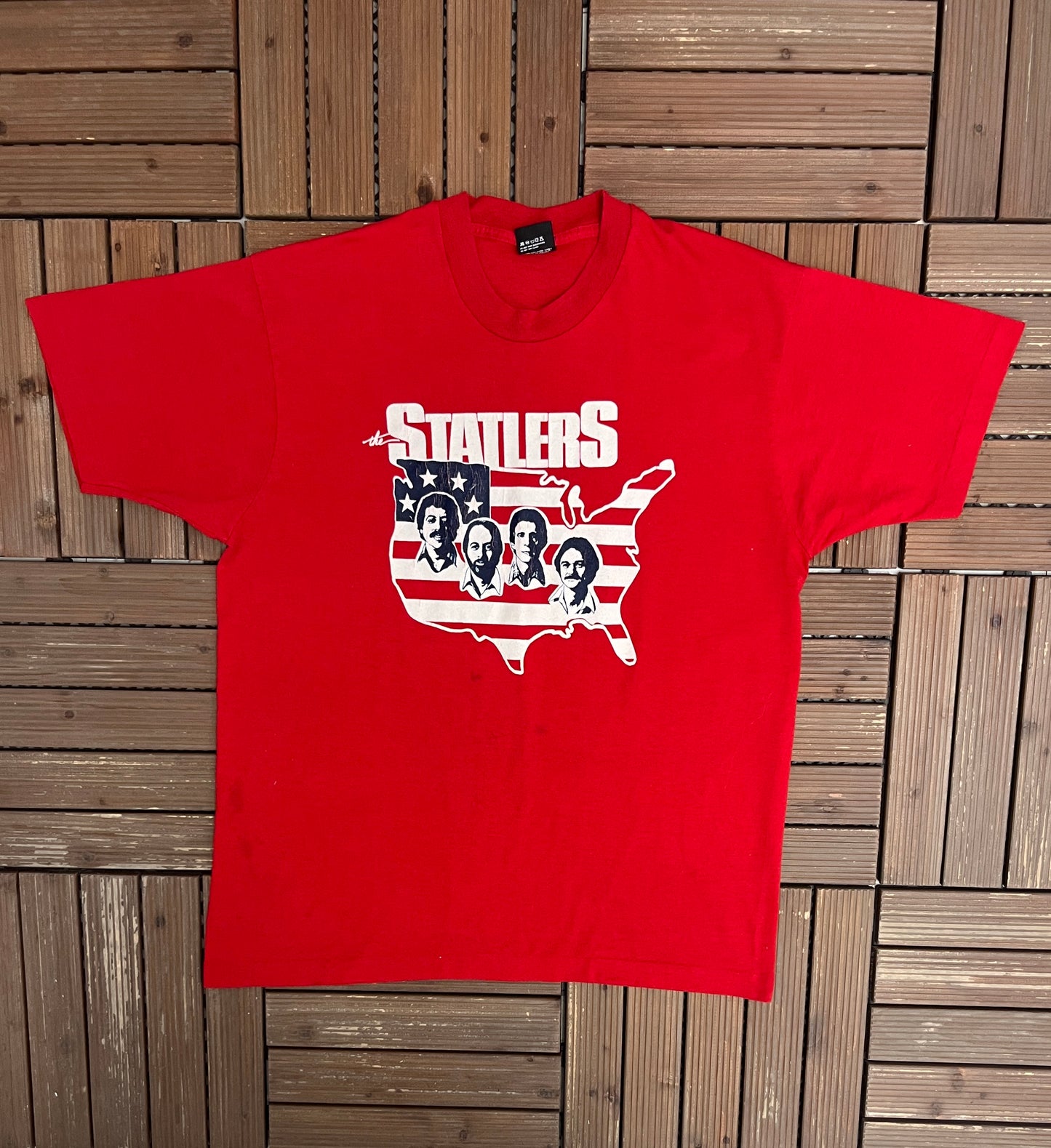 The Statler Brothers Graphic Tee | Size X-Large | Vintage 1980s Promotional Red T-Shirt |