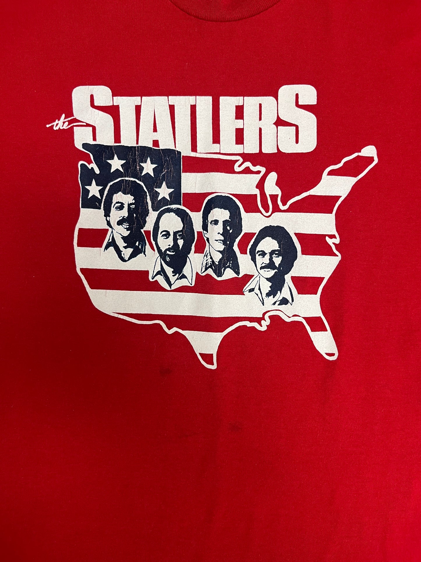 The Statler Brothers Graphic Tee | Size X-Large | Vintage 1980s Promotional Red T-Shirt |