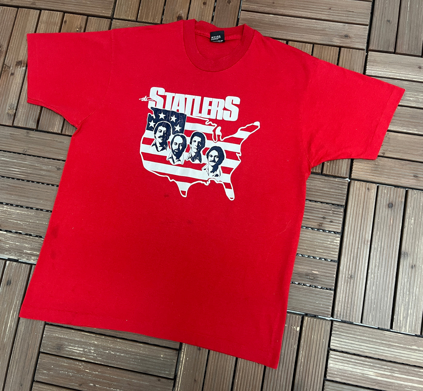 The Statler Brothers Graphic Tee | Size X-Large | Vintage 1980s Promotional Red T-Shirt |