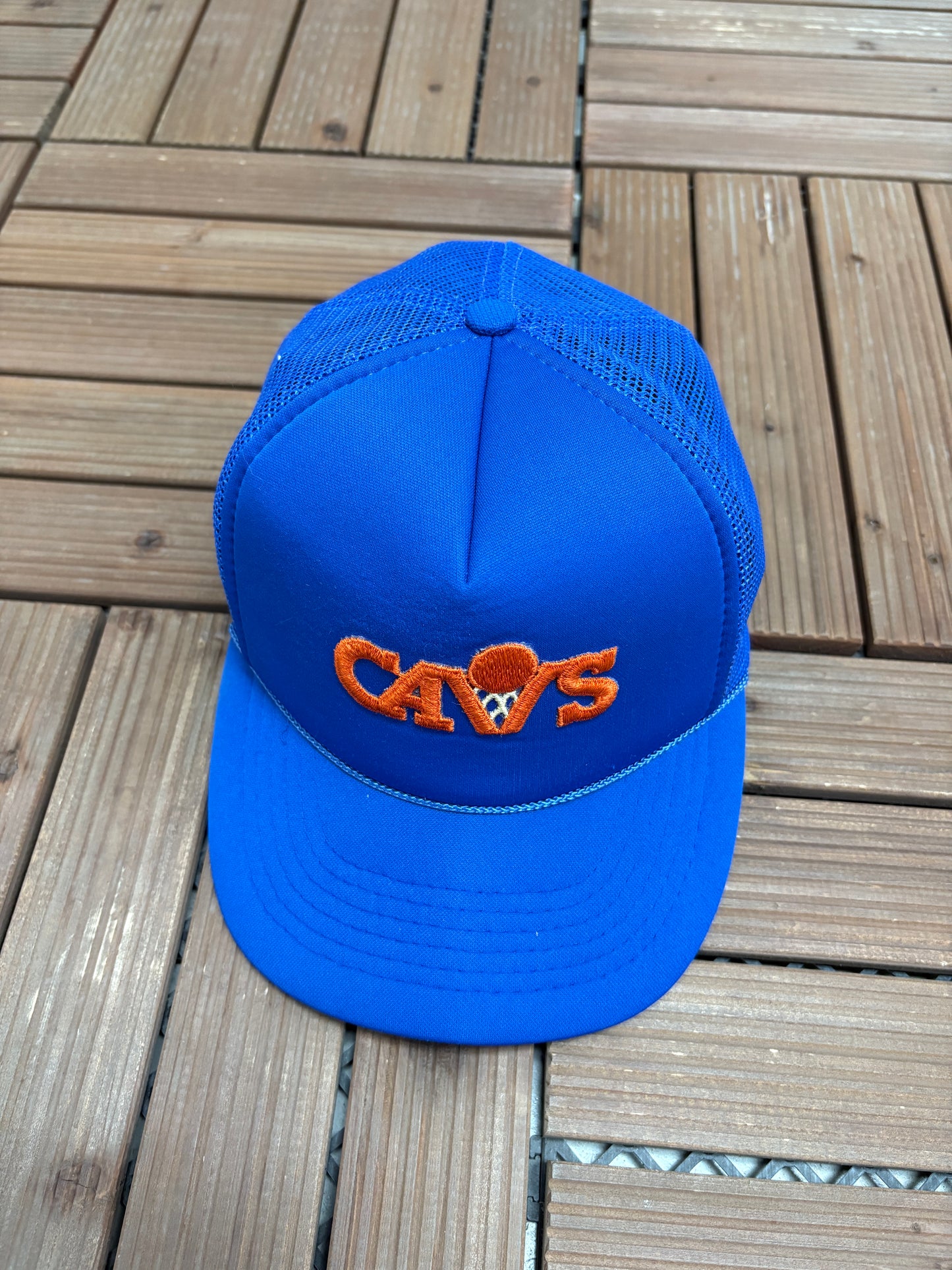 Cleveland Cavaliers Embroidered Trucker Hat | Snap Back | Vintage 1990s NBA Basketball Blue Cap |