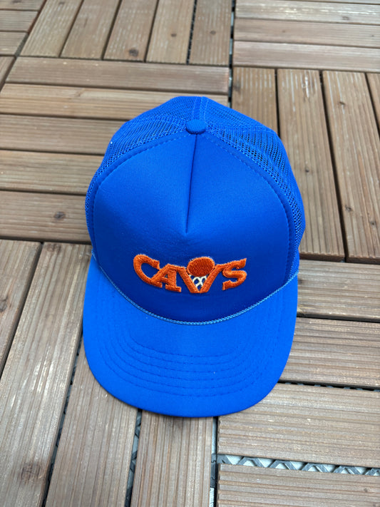Cleveland Cavaliers Embroidered Trucker Hat | Snap Back | Vintage 1990s NBA Basketball Blue Cap |