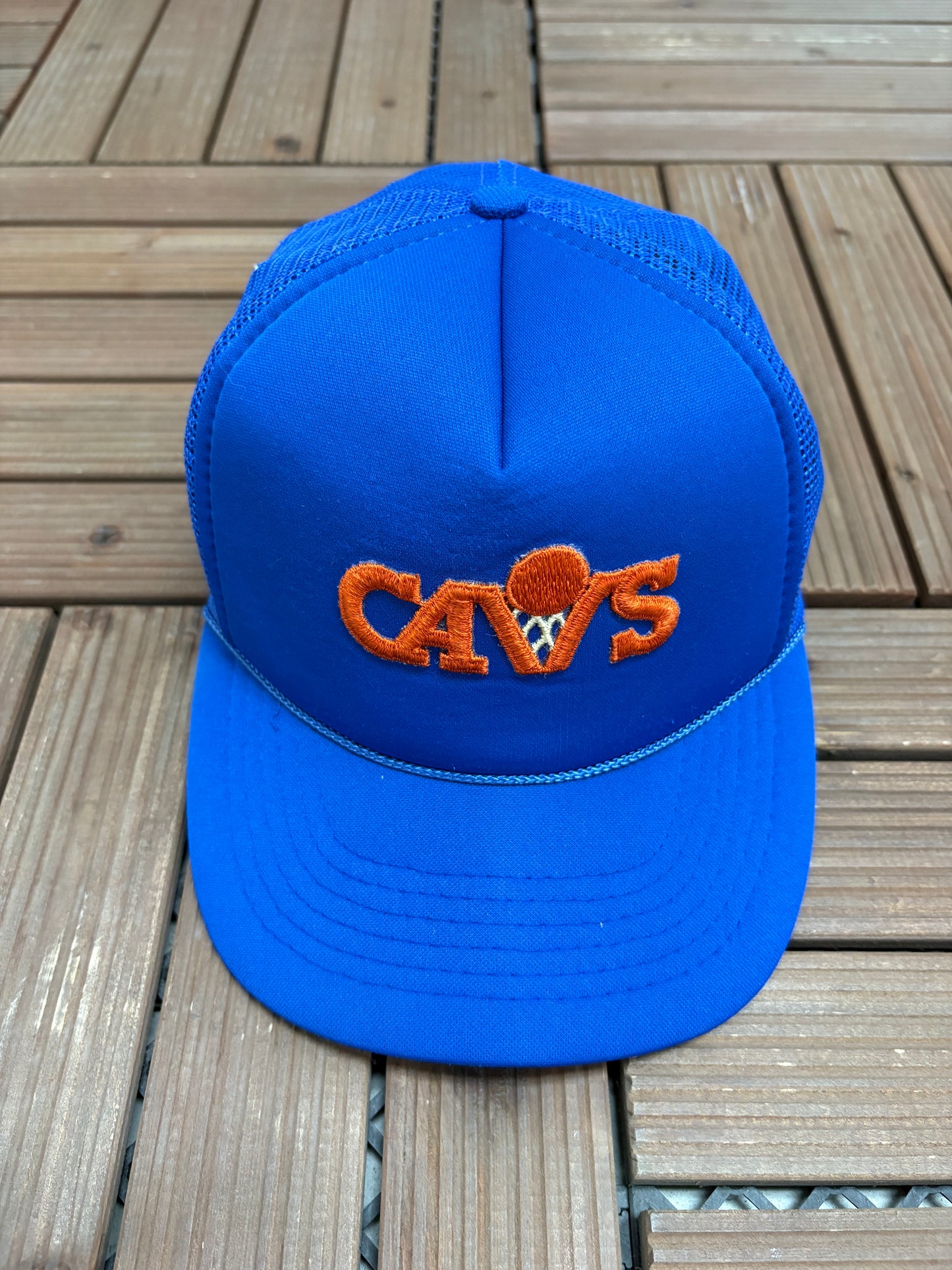 Cleveland Cavaliers Embroidered Trucker Hat | Snap Back | Vintage 1990s NBA Basketball Blue Cap |