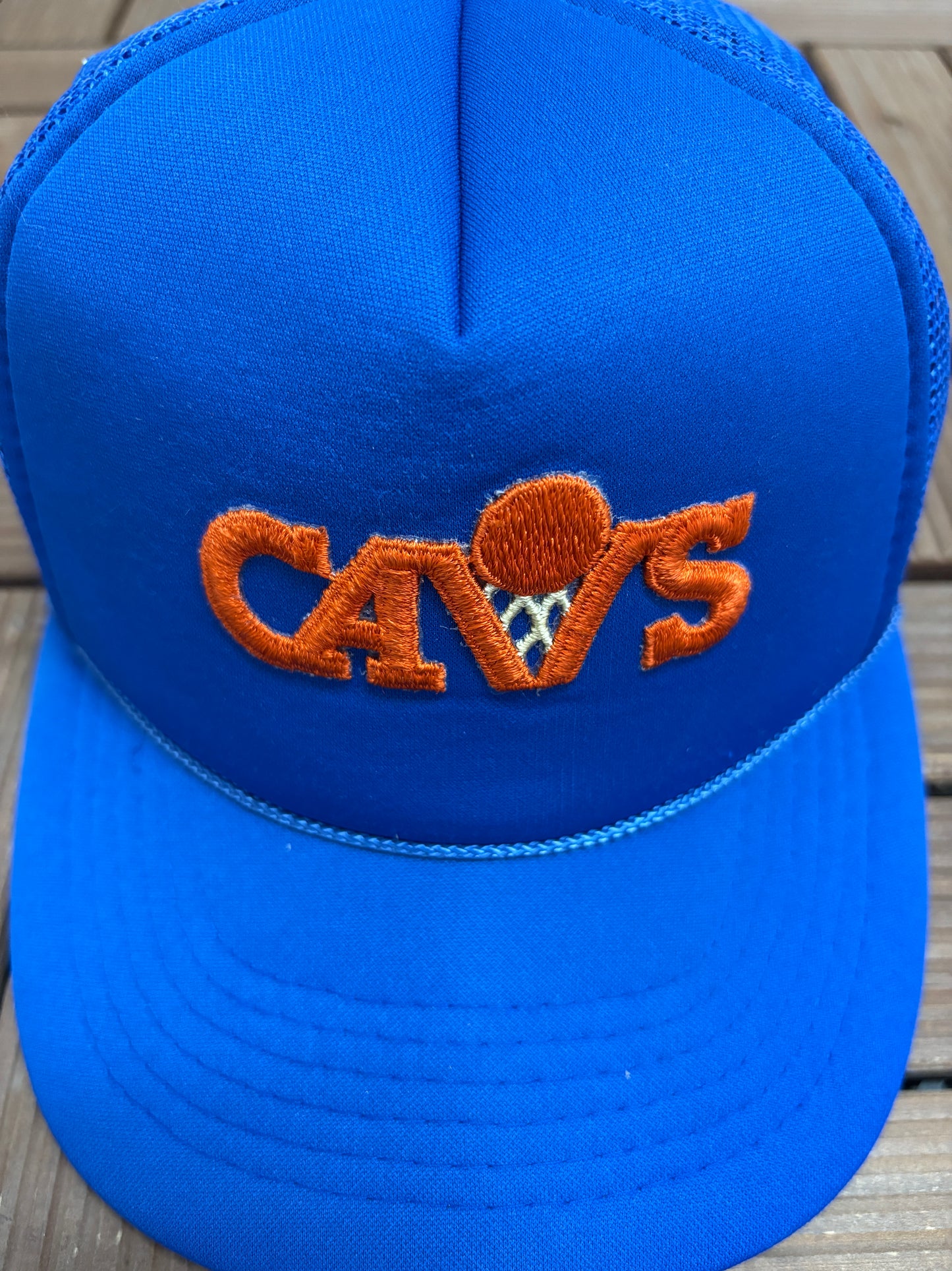 Cleveland Cavaliers Embroidered Trucker Hat | Snap Back | Vintage 1990s NBA Basketball Blue Cap |