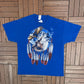 Wolf & Eagle Dreamcatcher Graphic Tee | Size XX-Large | Vintage 2000s Animal Blue T-Shirt |