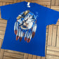 Wolf & Eagle Dreamcatcher Graphic Tee | Size XX-Large | Vintage 2000s Animal Blue T-Shirt |