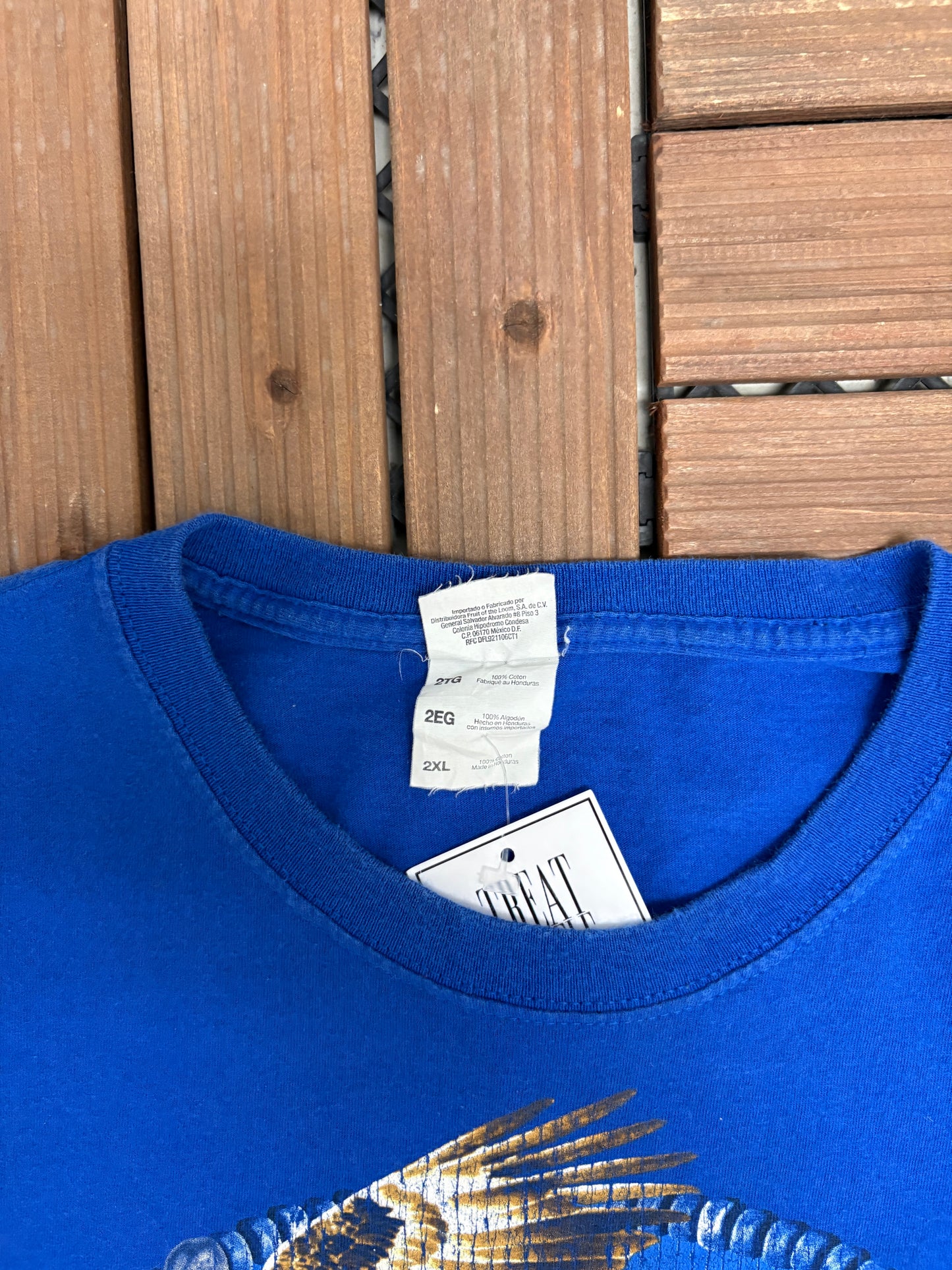 Wolf & Eagle Dreamcatcher Graphic Tee | Size XX-Large | Vintage 2000s Animal Blue T-Shirt |