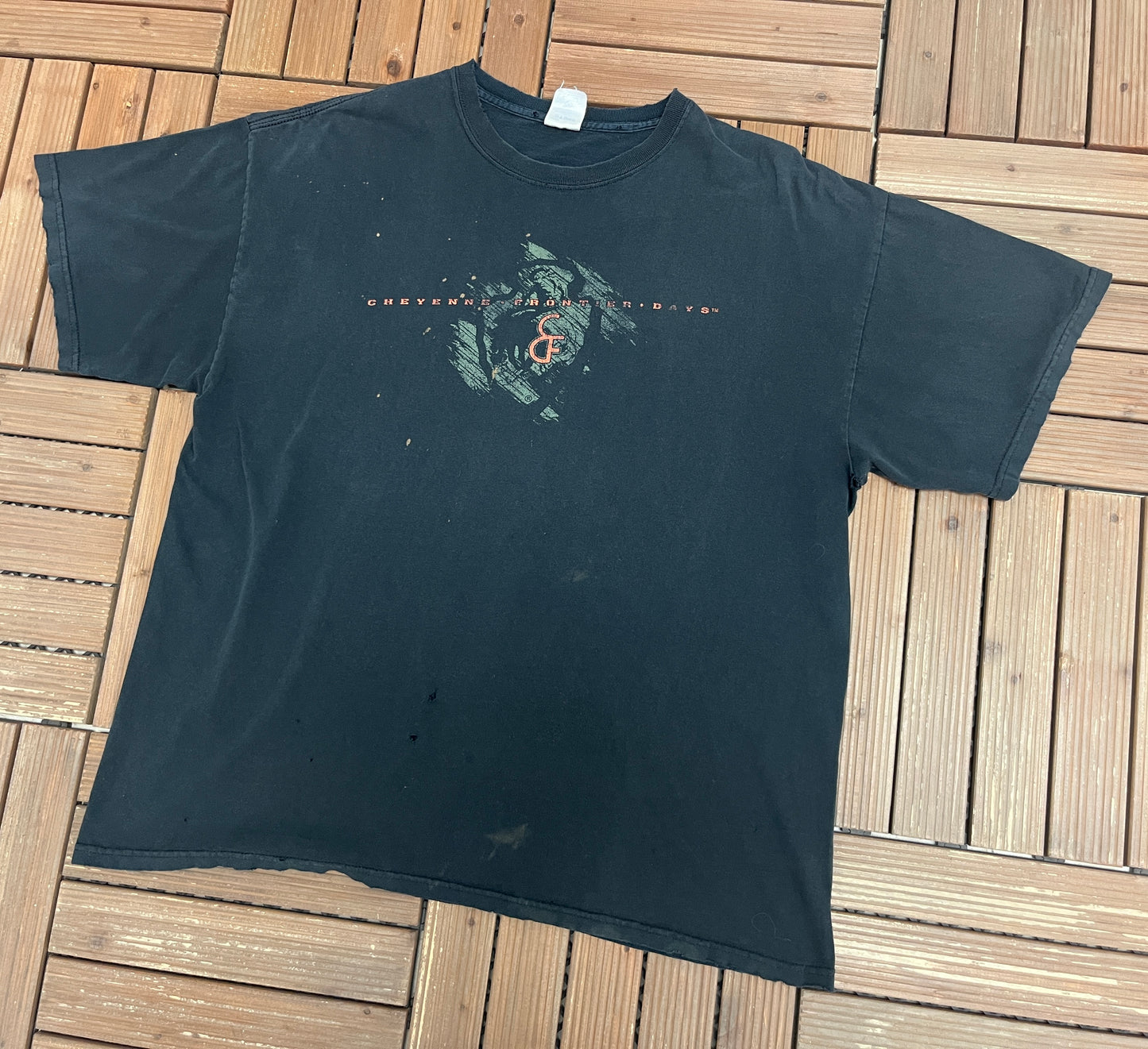 Cheyenne Frontier Days Graphic Tee | Size X-Large | Vintage 2000s Promotional Black T-Shirt |