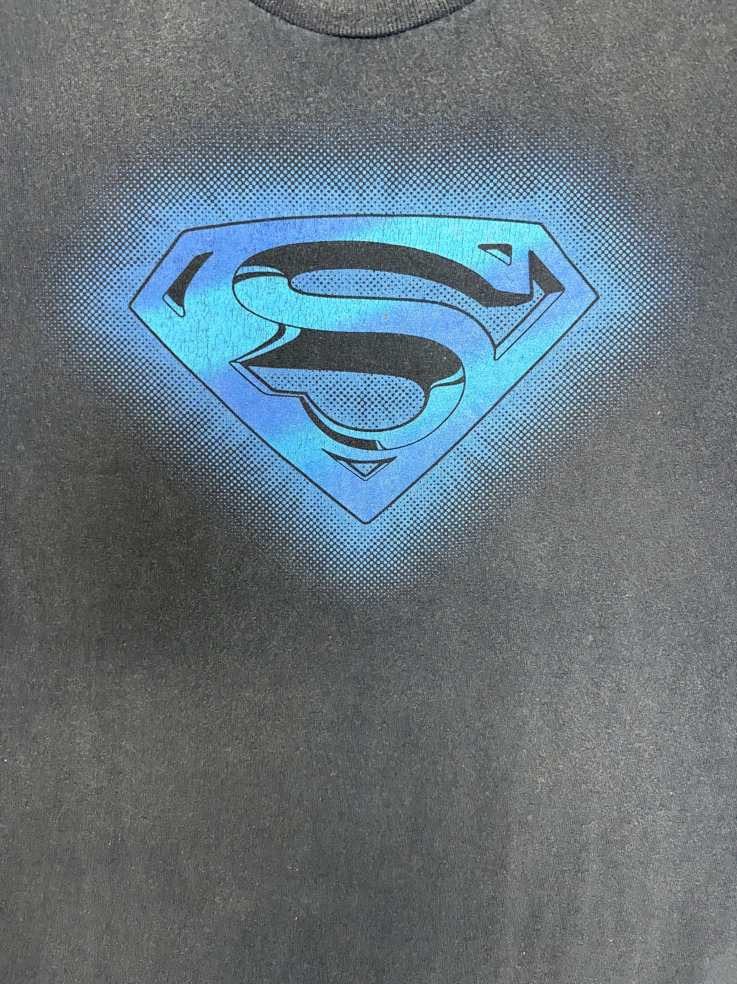 Superman Logo Graphic Tee | Size X-Large | Vintage 2000s Blue Superhero T-Shirt |