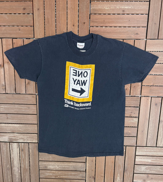Burlington Northern Industrial Products Graphic Tee | Size Large | Vintage 1990s Promotional Blue T-Shirt |