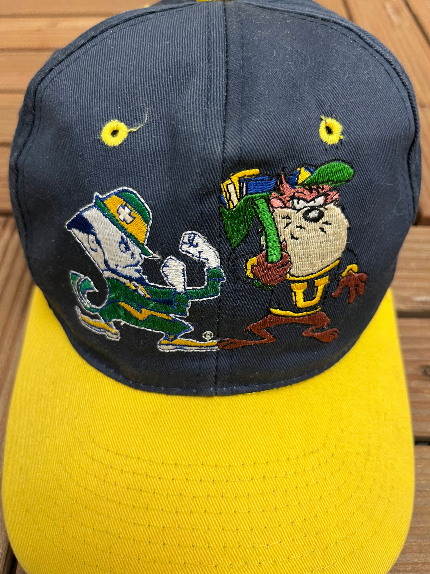 Notre Dame Fighting Irish Taz Graphic Hat | Snap Back | Vintage 1990s College Blue Cap |