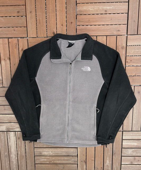 The North Face Embroidered Graphic Sweater | Size Medium | Vintage 2000s Branded Grey Fleece Zip Up |