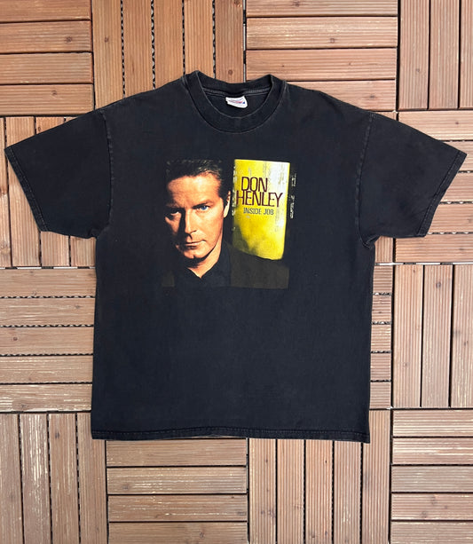 Don Henley Inside Job Tour 2001 Graphic Tee | Size X-Large | Vintage 2000s Rock Band Black T-Shirt |