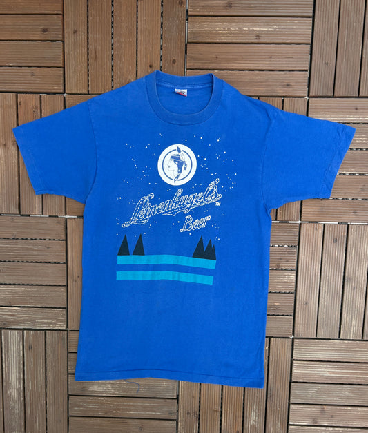 Leinenkugel's Beer Graphic Tee | Size Large | Vintage 1990s Alcohol Promotional Blue T-Shirt |