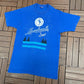 Leinenkugel's Beer Graphic Tee | Size Large | Vintage 1990s Alcohol Promotional Blue T-Shirt |