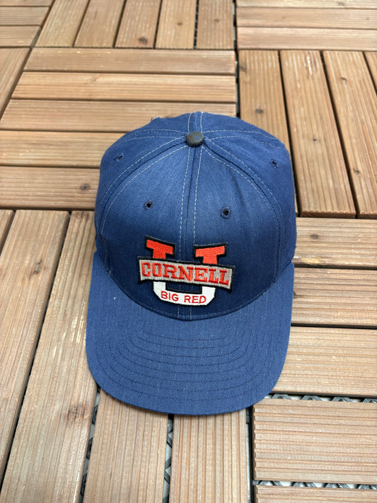 Cornell Big Red Embroidered Graphic Hat | Snap Back | Vintage 1990s College Blue Cap |